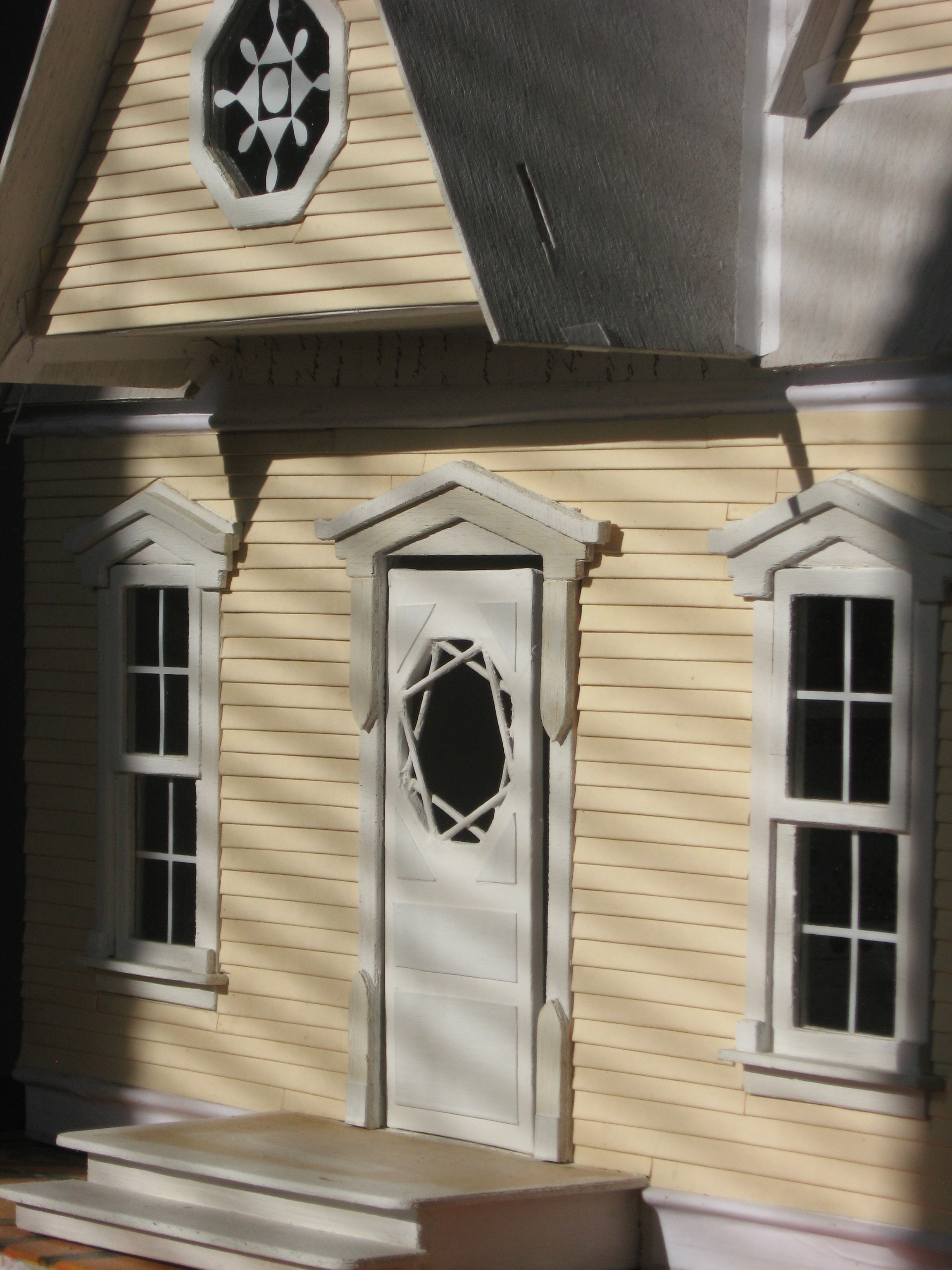 Front door clapboards, afternoon light