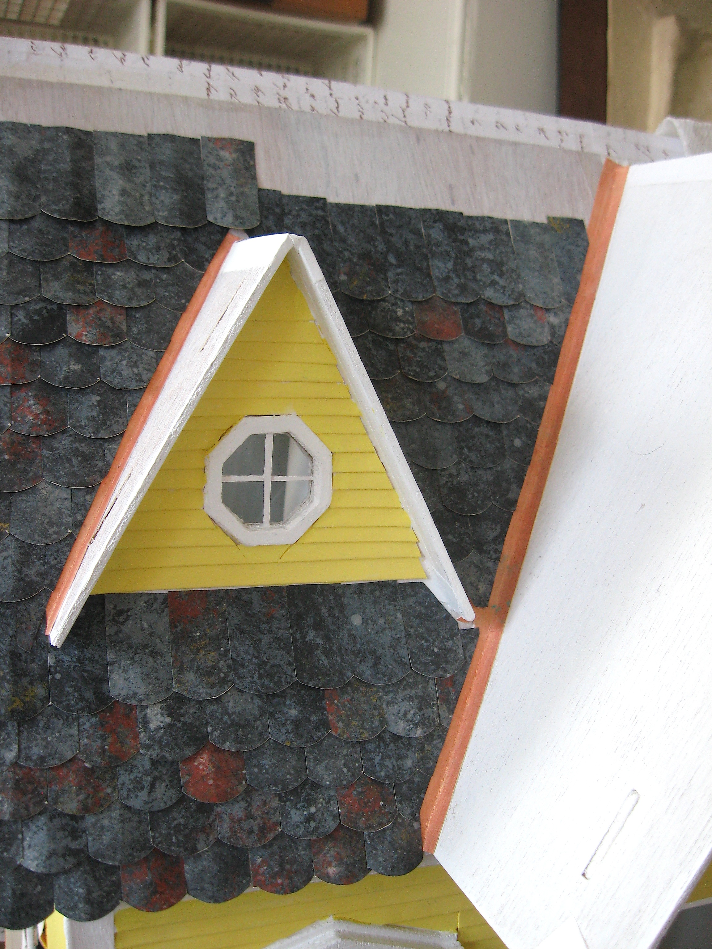 Slate roof tiles, close up.