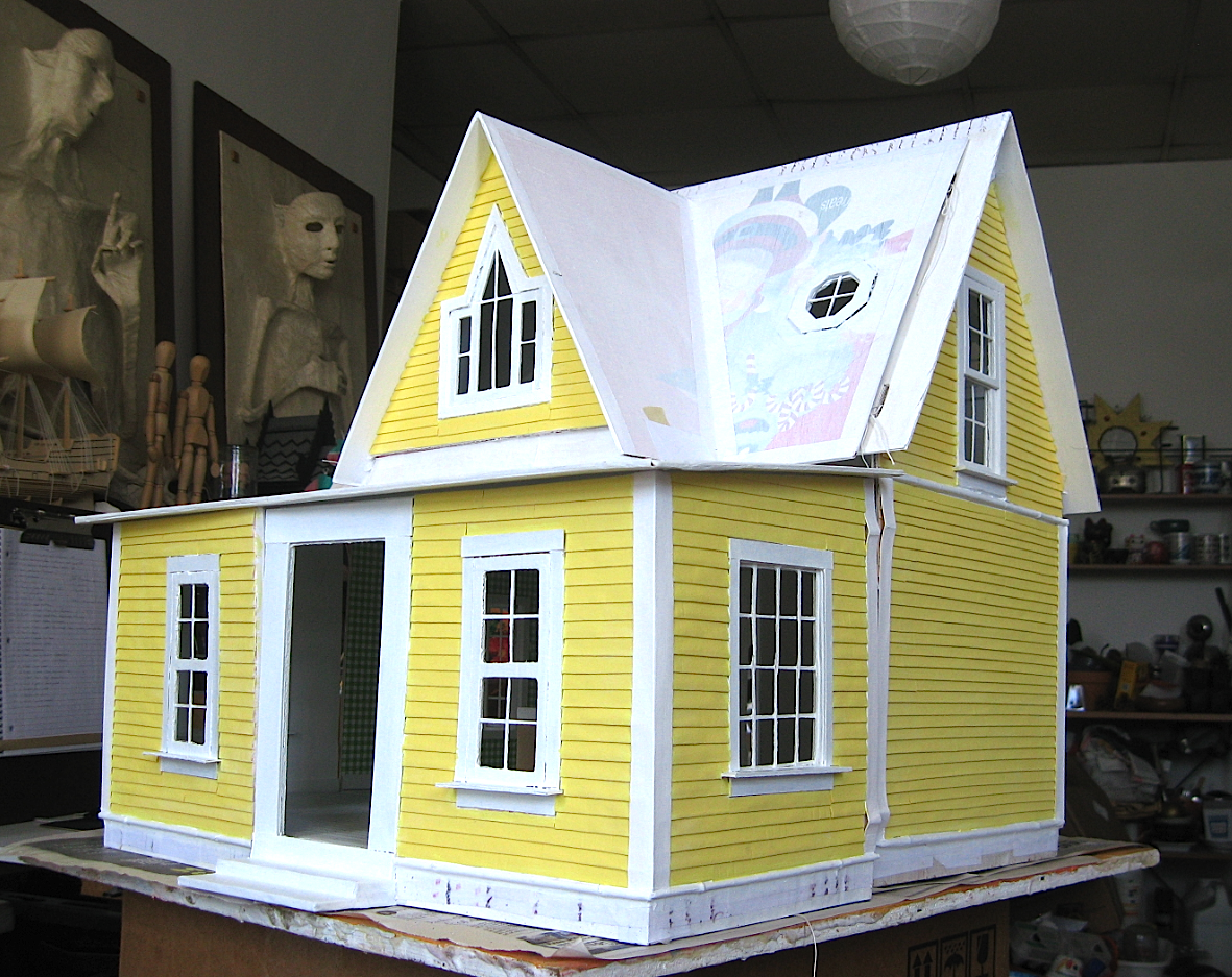 Yellow dollhouse, north side and back, in progress.