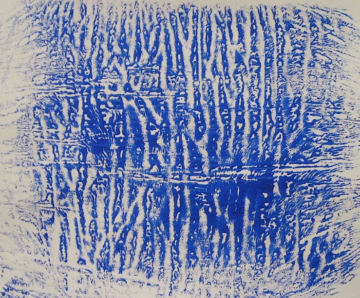 JFries Birches, dendritic monotype, acrylic on paper, 2/26/19.