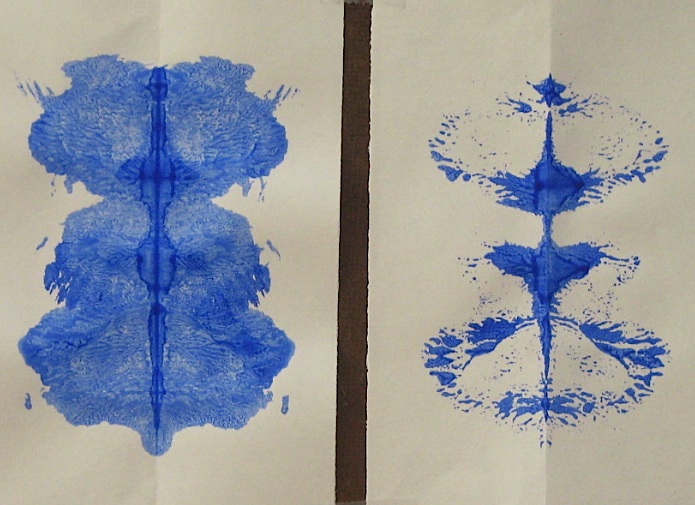 JFries Blot and Ghost 1, decalcomania, acrylic on paper, 2/26/19.