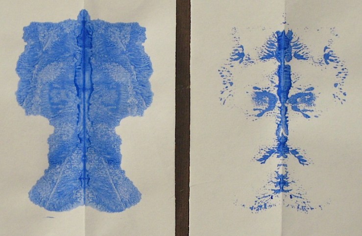 JFries Blot and Ghost 2, decalcomania, acrylic on paper, 2/26/19.