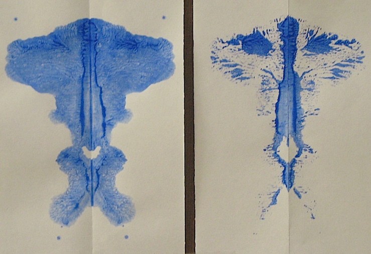 JFries Blot and Ghost 3, decalcomania, acrylic on paper, 2/26/19.