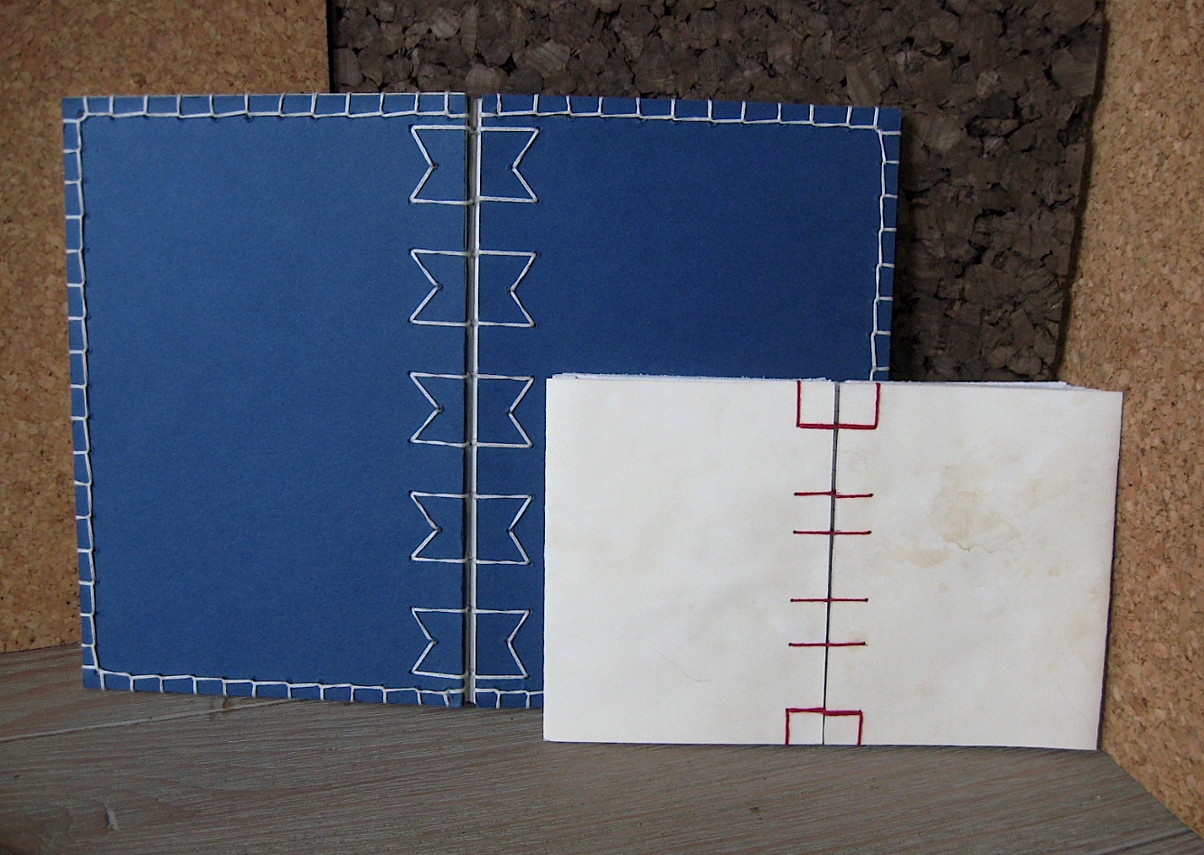 JFries, sketchbook and notebook, spine stitchwork, 2/26/19.